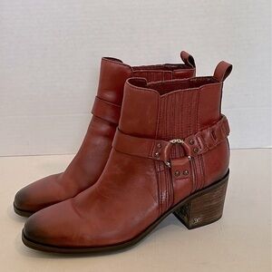 Sam Edelman Dalma Leather Harness Boots Red distressed size 8 women’s EUC